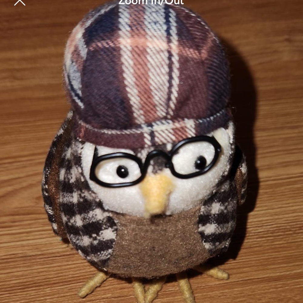 Featherly Friends Target Felt Cloth Bird w Glasses Fall Decor Brown Plaid Hazel